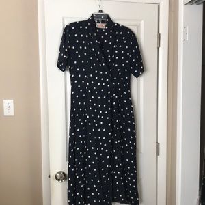 Pier One Passport Navy Blue dot dress size Medium